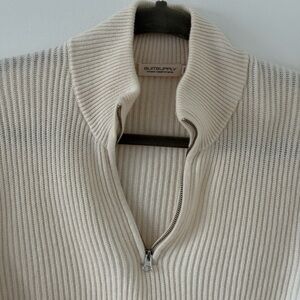 Suitsupply Half Zip Sweater – Off-White Wool/Cashmere Blend – Men’s Medium